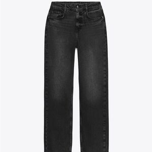 Zara Black Straight Leg Women's Jeans Raw Hem